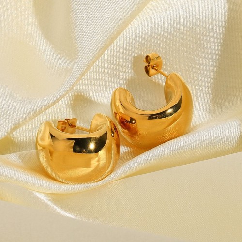 Gold plating stainless steel Volume Huggie Earrings