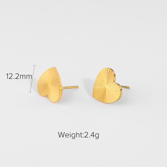 Gold plating burst in heart stud earrings, long-lasting