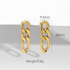 Figaro chain link earrings in gold plating stainless steel