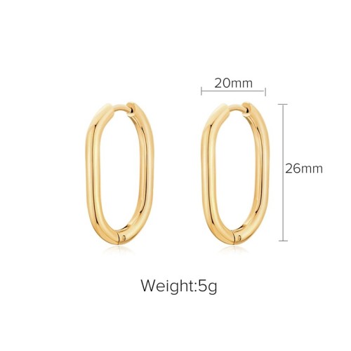Easton thick oval hoop earrings in gold plating stainless steel