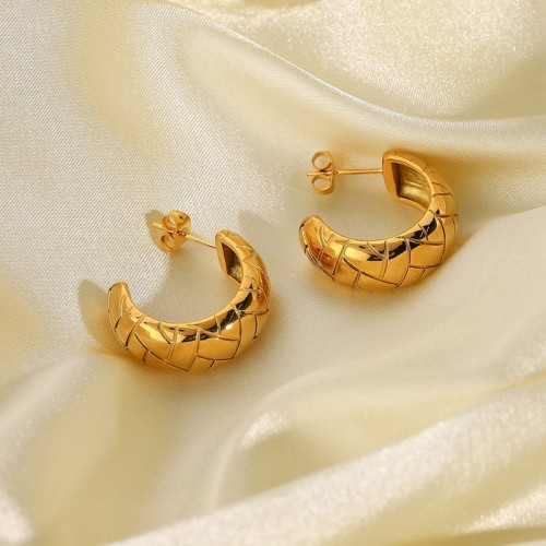 Tires pattern hoop earrings in gold plating stainless steel jewelry