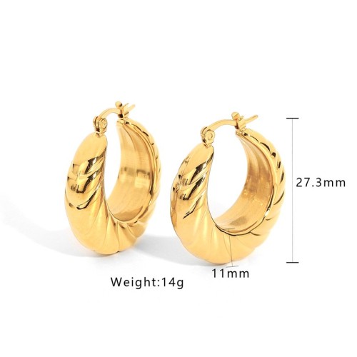 High end gold plating puffy hoop earrings in stainless steel