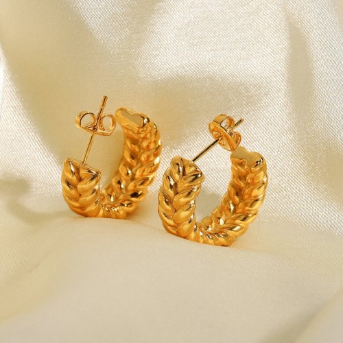 Braided rope hoop earrings in minimalist stainless steel jewelry