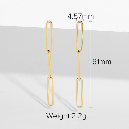 Long chain link minimalist earrings in gold plating jewelry