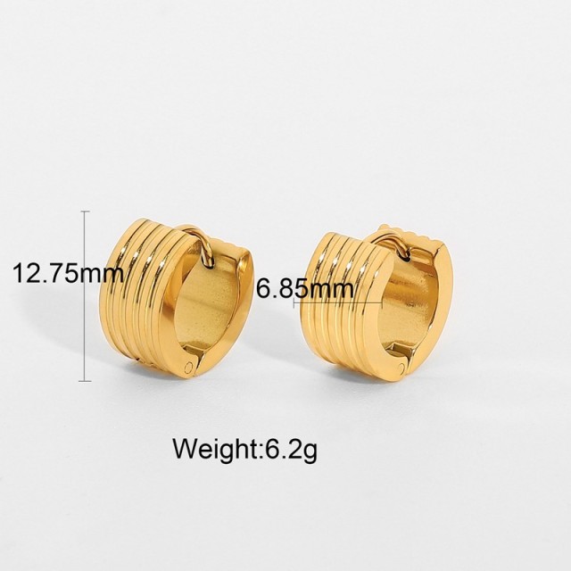 Five fused helix curves hoop earrings in gold plating steel