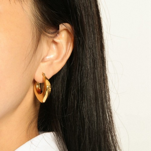 Soft square bold hoop earrings in gold plating stainless steel