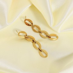 Oval chain link inspired earrings in gold plating stainless steel