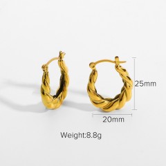Mini Croissant Dome Hoops earrings in gold plating steel