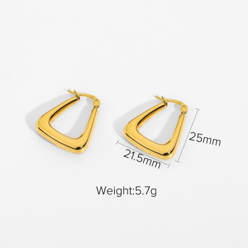 Gold plating soft trapezoid bold hoop earrings in stainless steel