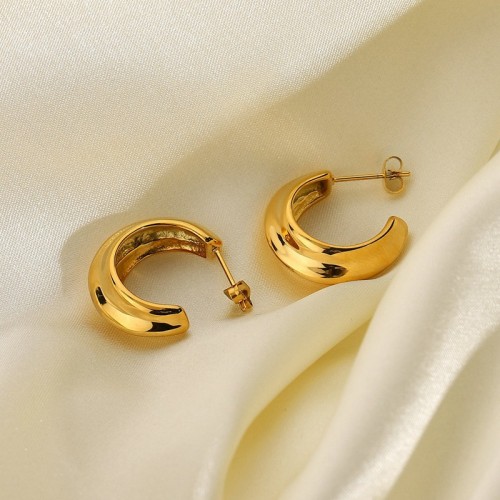 Gold plating boho hoop earrings in stainless steel, long-lasting