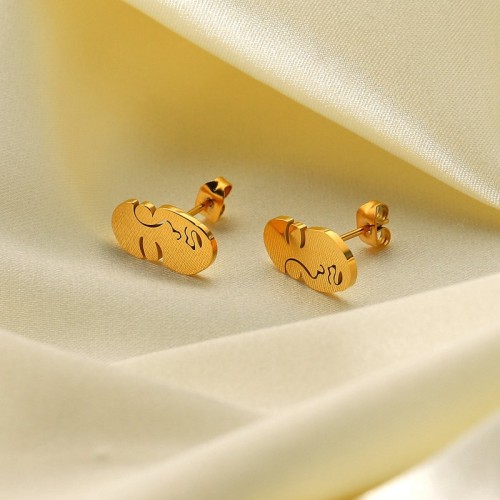 Face Abstract Statement stud Earrings in gold plating steel jewellery