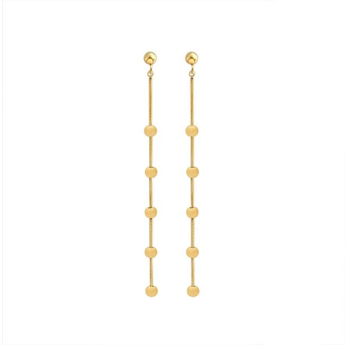 Ball station chain earrings in gold plating stainless steel