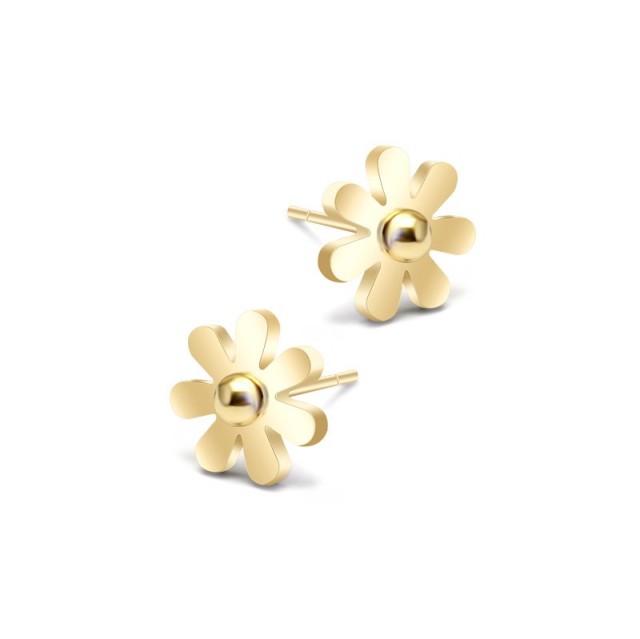 Gold plating sunflower stud earrings in stainless steel