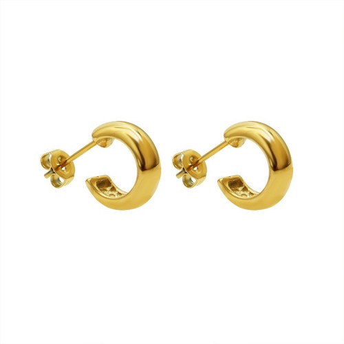 High polished gold plating hoop earrings in stainless steel
