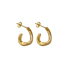 High end minimalist J-hoop earrings in gold plating