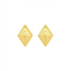 Geometric rhombus aztec stud earrings in gold plated steel