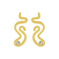 Gold plating stainless steel smooth curves earrings with pearl