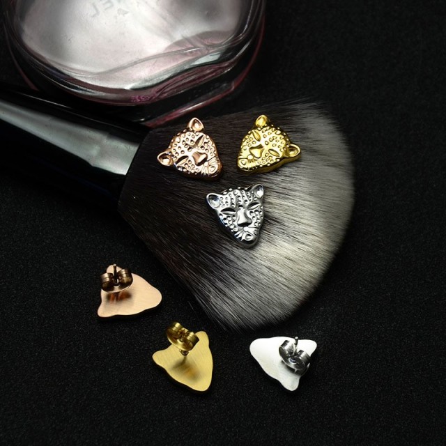 18k gold plating leopard stud earrings in stainless steel