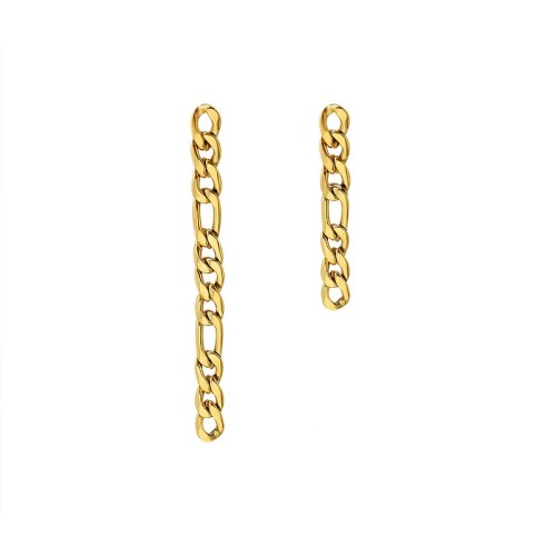 Long and short figaro chain earrings in gold plated stainless steel