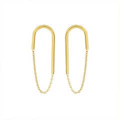 Gold plated crutch with chain earrings in gold plated stainless steel