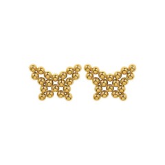 Gold plated beaded butterfly stud earrings in stainless steel