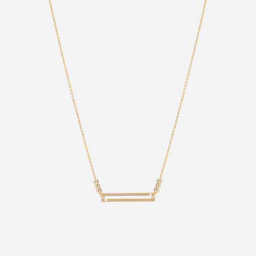 PVD gold coating minimalist horizontal bar choker necklace in surgical steel