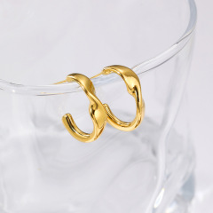 Irregular Twist C shaped Stainless Steel Earrings / Boucle d'oreilles en acier inoxydable