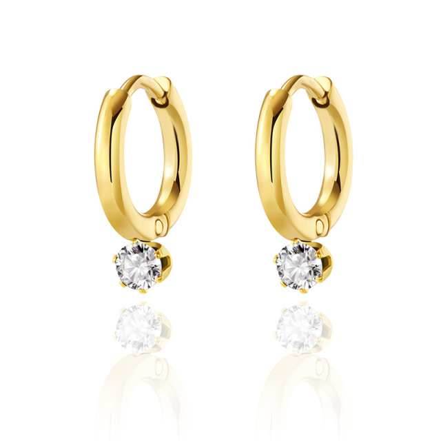 Delicate light luxury stainless steel earrings with rhinestone / Boucle d'oreilles en acier inoxydable