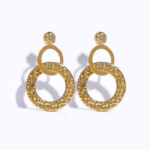 8 shape round stainless steel earrings with Rhinestone / Boucle d'oreilles en acier inoxydable