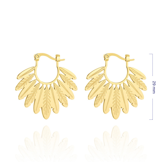 Leaf shaped stainless steel earrings / Boucle d'oreilles en acier inoxydable