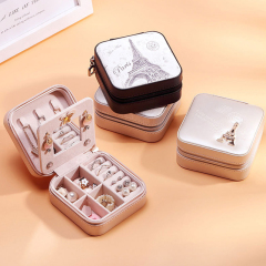 New Luxury Arrival Mini PU Leather Small Travel Jewelry Box with Mirror / Boîte de stockage de bijoux