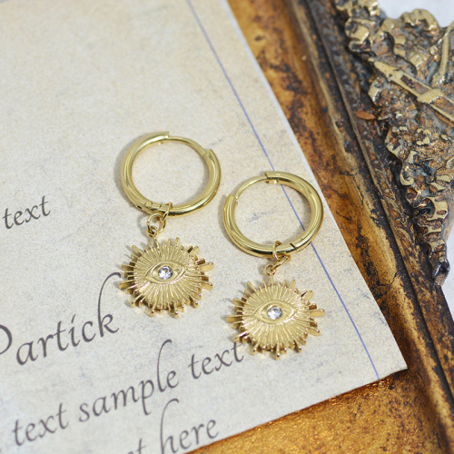 Vintage Eyes STAINLESS STEEL EARRINGS inlayed with Zircon / Boucle d'oreilles en acier inoxydable