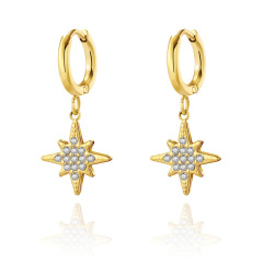 French Awn star STAINLESS STEEL EARRINGS inlayed with Rhinestone / Boucle d'oreilles en acier inoxydable