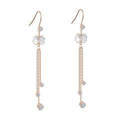 Fashion and Elegant Tassels STAINLESS STEEL DANGLE EARRINGS inlayed with Rhinestone / Boucle d'oreilles en acier inoxydable
