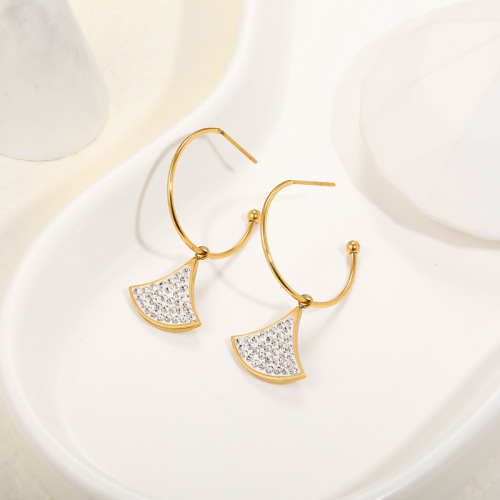 Simple Oil Dripping STAINLESS STEEL EARRINGS inlayed with Rhinestone / Boucle d'oreilles en acier inoxydable