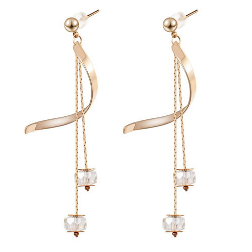Fashion STAINLESS STEEL CHAIN TASSELS EARRINGS with crystal Bead / Boucle d'oreilles en acier inoxydable