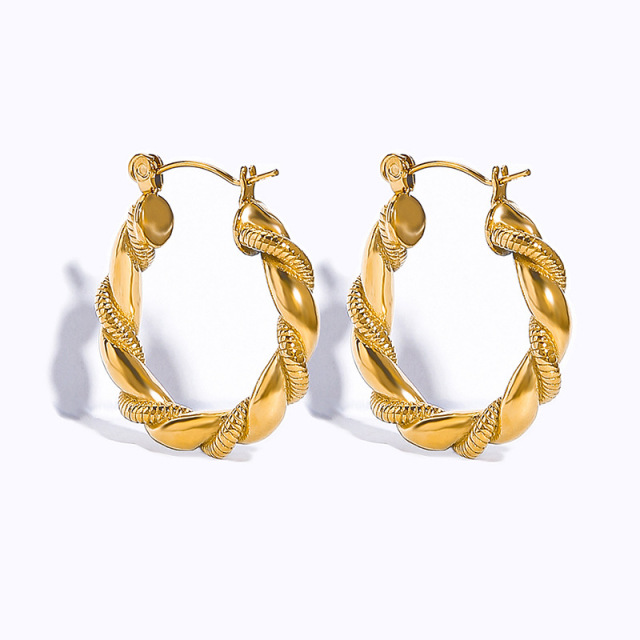 Delicate Hemp Wreath STAINLESS STEEL HOOP EARRINGS / Boucle d'oreilles en acier inoxydable