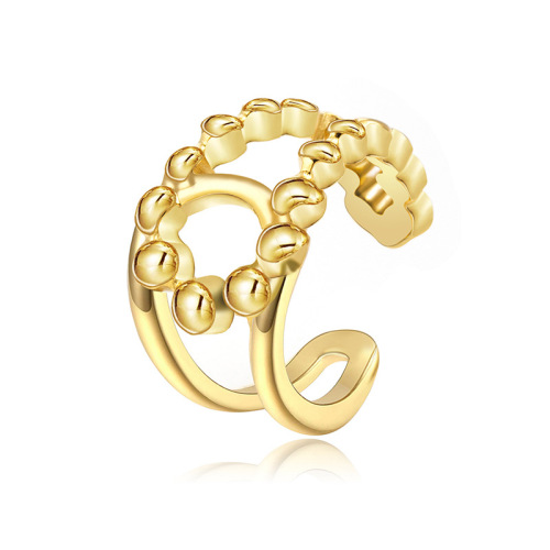 Trendy 14K Gold Double C-Shaped STAINLESS STEEL OPEN RINGS / Bague en acier inoxydable