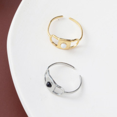 Vintage Natural Stone STAINLESS STEEL OPEN RINGS / Bague en acier inoxydable