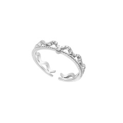 Elegant Wavy Lace STAINLESS STEEL OPEN RINGS inlayed with Rhinestone / Bague en acier inoxydable