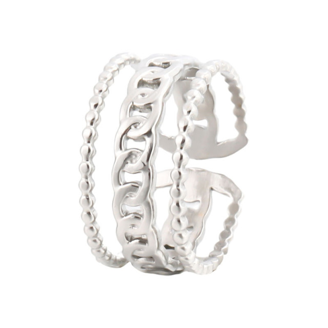 Luxury Three Layer Chain Stainless Steel Open Adjustable ring / Bague réglable en acier inoxydable