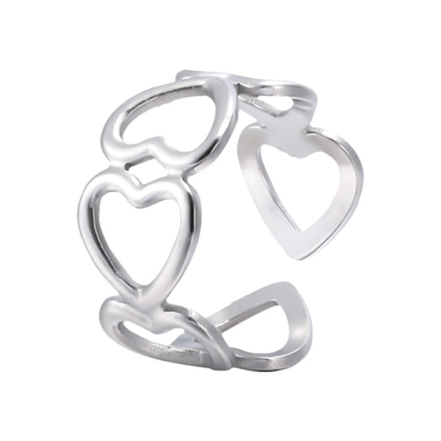 Romantic Hollow Heart Shape Stainless Steel Open Adjustable ring / Bague réglable en acier inoxydable