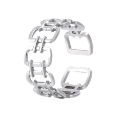 Hollow Out Chain Design Stainless Steel Adjustable Plating ring / Bague réglable en acier inoxydable