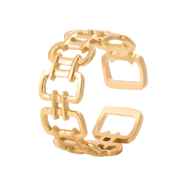 Hollow Out Chain Design Stainless Steel Adjustable Plating ring / Bague réglable en acier inoxydable