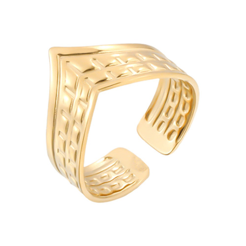 Personality Irregular Shape Chequered Stainless Steel Adjustable Plating ring / Bague réglable en acier inoxydable