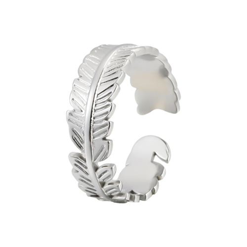 Trendy Feather Stainless Steel Opening Adjustable ring / Bague réglable en acier inoxydable