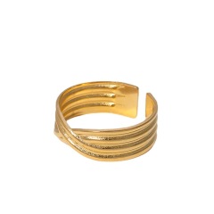 18K Gold and Silver Stainless Steel Adjustable intersecting Open ring / Bague réglable en acier inoxydable