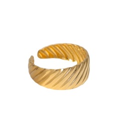 Trendy Croissant Twisted Stainless Steel opening Adjustable Cuff ring / Bague réglable en acier inoxydable