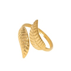 Trendy Leaf Cross Over Stainless Steel Adjustable opening ring / Bague réglable en acier inoxydable