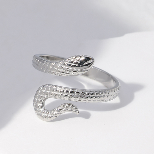 Simple Snake Shape Design Stainless Steel Opening Ring / Bague ouverte en acier inoxydable